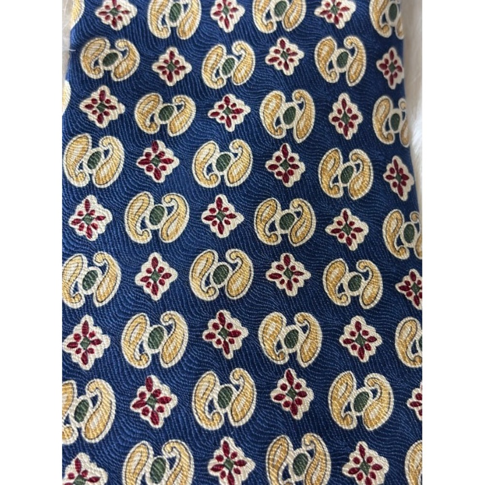 Van Heusen‎ Silk Tie Mens Gold Navy Red Geometric Diamond Classic Necktie